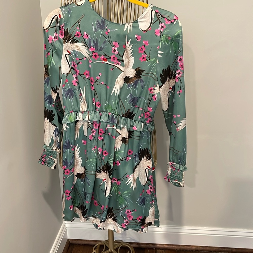 Zara Woman Tropical Paradise Bird Dress XS